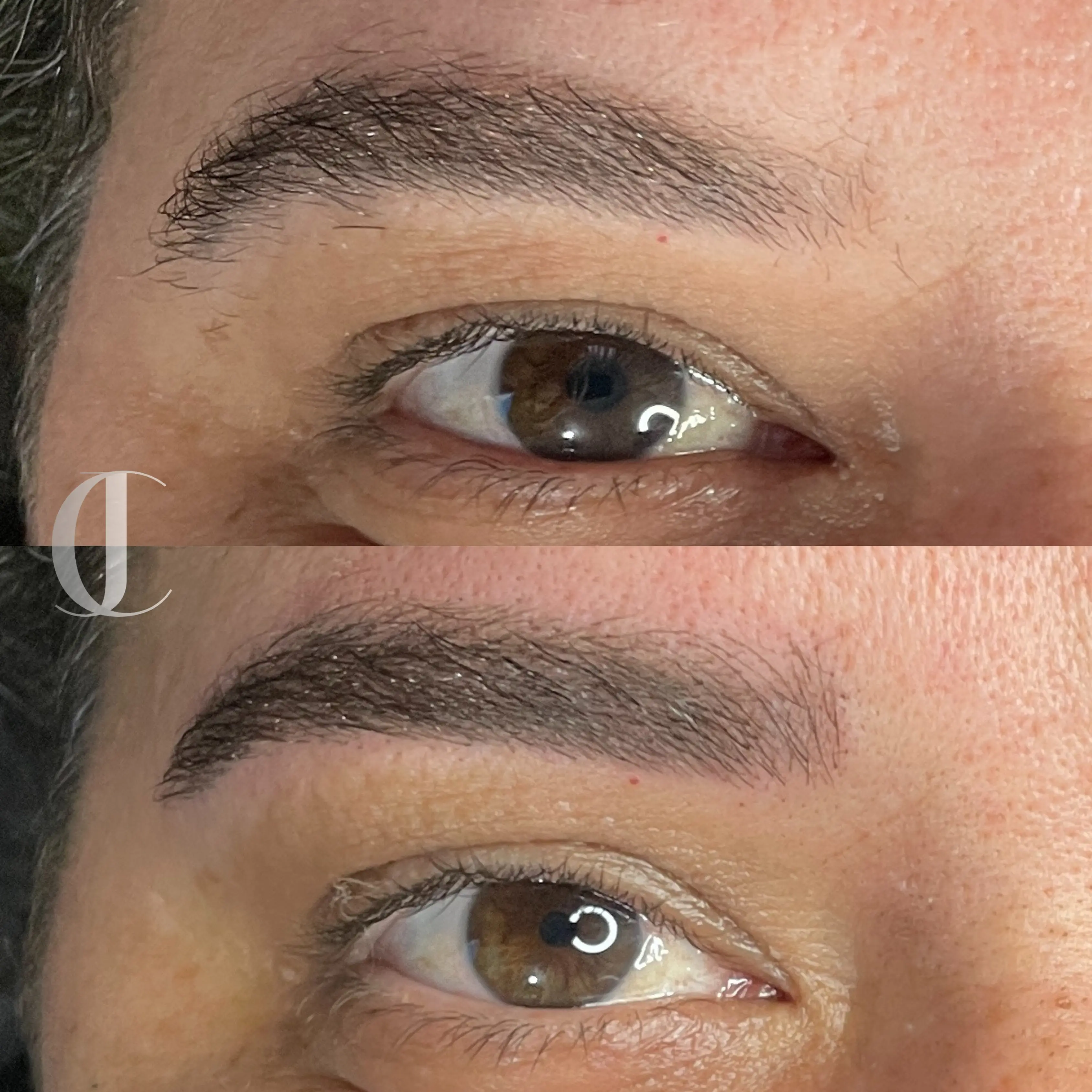 Antes e depois de micropigmentação fio a fio